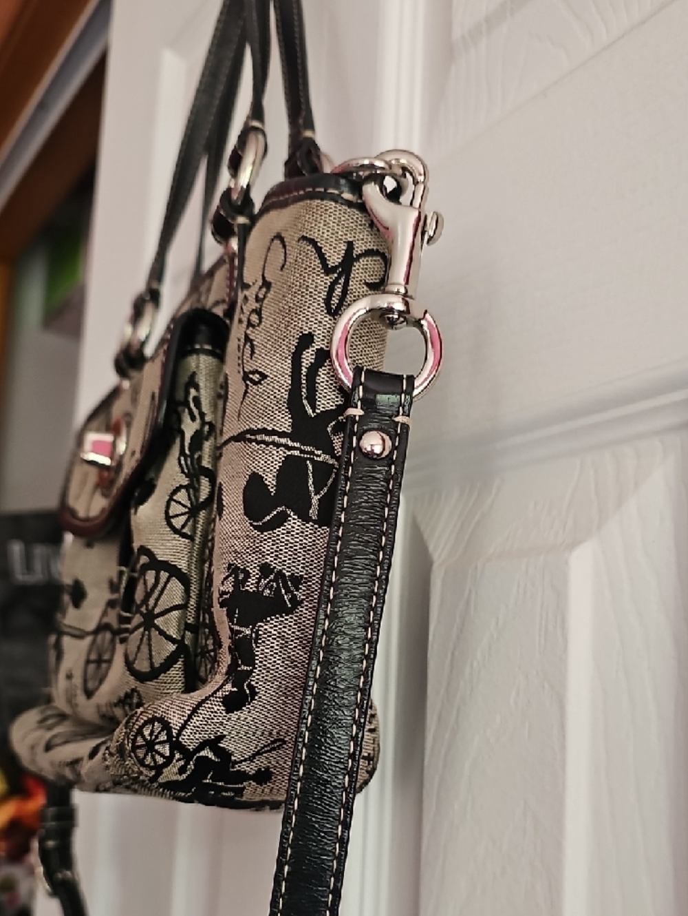 Coach Beige and Black Script & Carriage Shoulder Bag - Picture 11 of 12